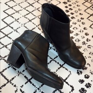 RACHEL COMEY Black Ankle Boots - Modern Block Heel, Size 9 Women’s Leather Shoes